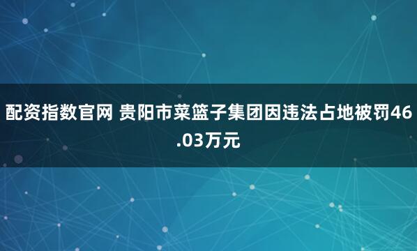 配资指数官网 贵阳市菜篮子集团因违法占地被罚46.03万元